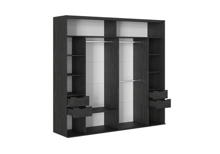 Шкаф-купе Галактика 2.5 м камень угольный / лакобель черная